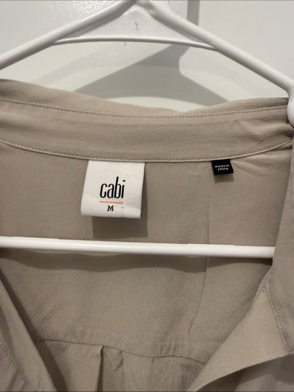 CAbi 3424 Light Grey Silk Popover Blouse - Picture 2 of 3